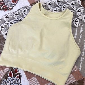 Bo+Tee Yellow High Neck Sports Bra in Yellow